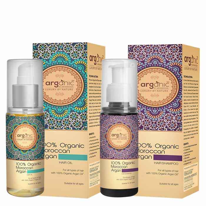 Buy Arganic 100% Moroccan Argan Hair Oil & Shampoo Combo Pack (200 ml) - Purplle