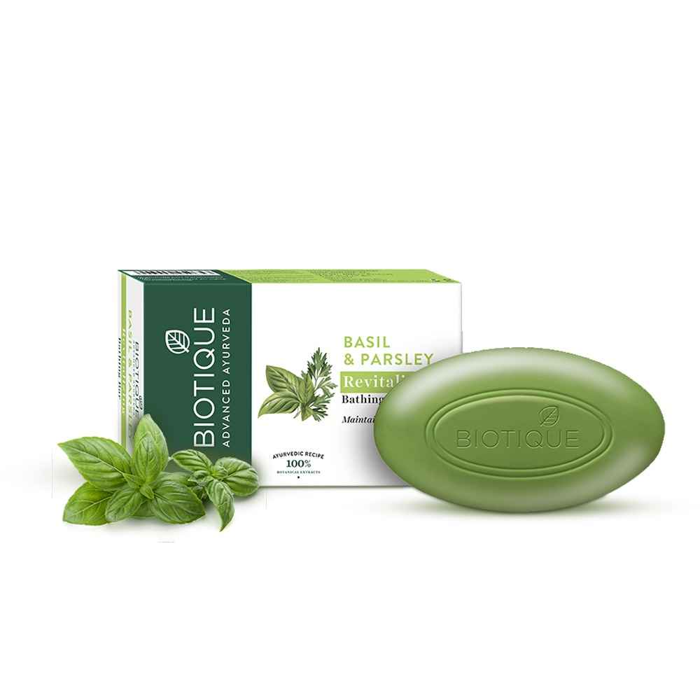 Buy Biotique Basil & Parsley Revitalizing Bathing Bar (75 gm) - Purplle