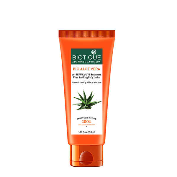 Buy Biotique Bio Aloe Vera Ultra Soothing Face Lotion SPF 30+ UVA/UVB Sunscreen (50 ml) - Purplle