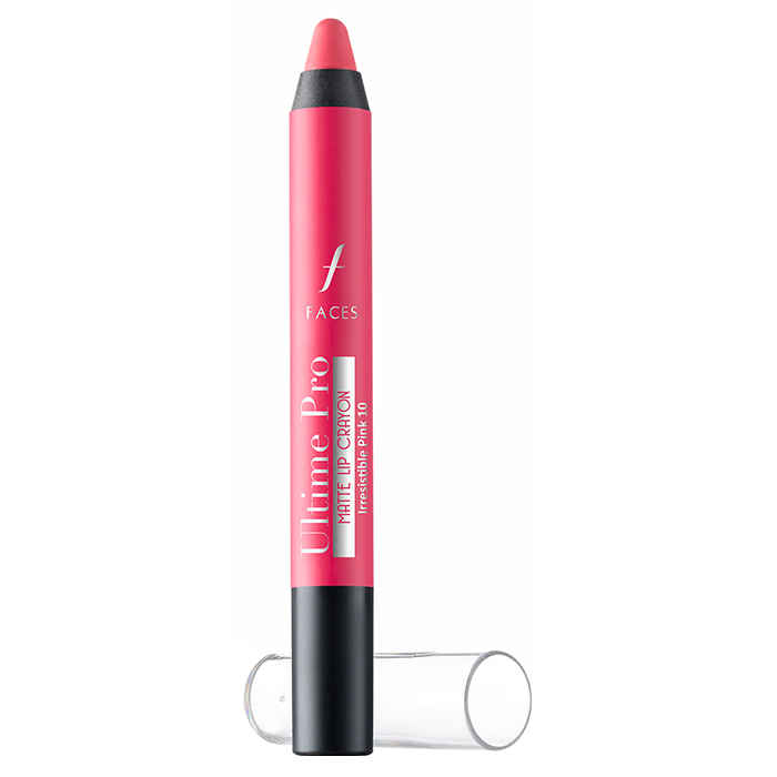 Buy Faces Canada Ultime Pro Matte Lip Crayon - Irresistible Pink 10 (2.8 g) With Free Sharpener - Purplle