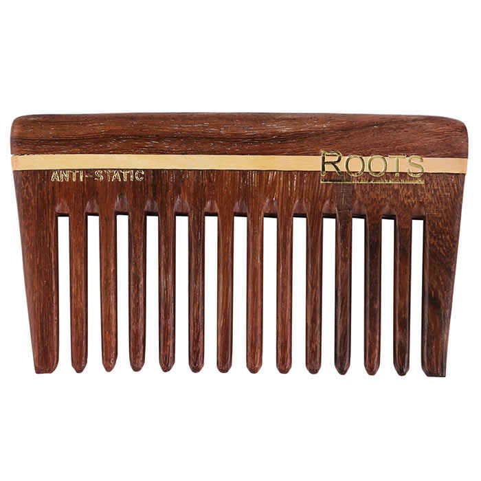 Buy Roots Rosewood Wide Teeth Travel Comb For Wavy/Curly Long Hair With Handle - Purplle