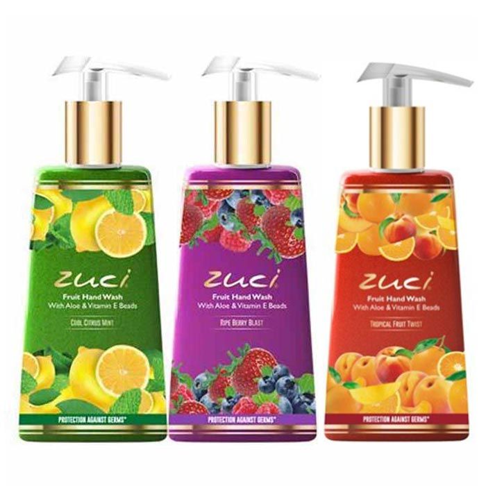 Buy Zuci Cool Citrus Mint, Ripe Berry Blast & Tropical Fruit Twist Hand Wash (225 ml) (Pack Of 3) - Purplle