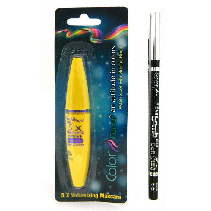 Buy Color Fever Jet Black Volumizing Mascara (8 ml) + Color Fever Kajal Pencil Black (1.9 g) - Purplle