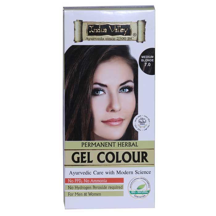 Buy Indus Valley Organically Natural Gel Hair Colour Medium Blonde 7.00 (276 g) - Purplle