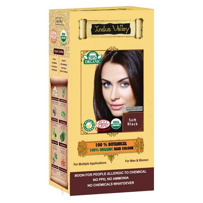 Buy Indus Valley 100% Botanical Organic Healthier Hair Colour Soft Black (182 g) - Purplle