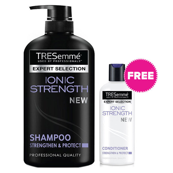 Buy Tresemme Ionic Strength Shampoo (580 ml) & Get Tresemme Ionic Strength Conditioner (85 ml) Free - Purplle