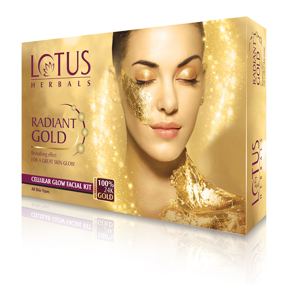 Buy Lotus Herbals Radiant Gold Cellular Glow 1 Facial Kit | With 24K Gold leaves | For Skin Glow | All Skin Types | 37g - Purplle