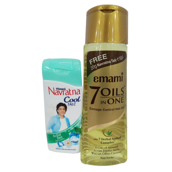 Buy Emami Hairlife 7 Oils In One (100 ml) + Himani Navratna Talc (20 g) FREE - Purplle