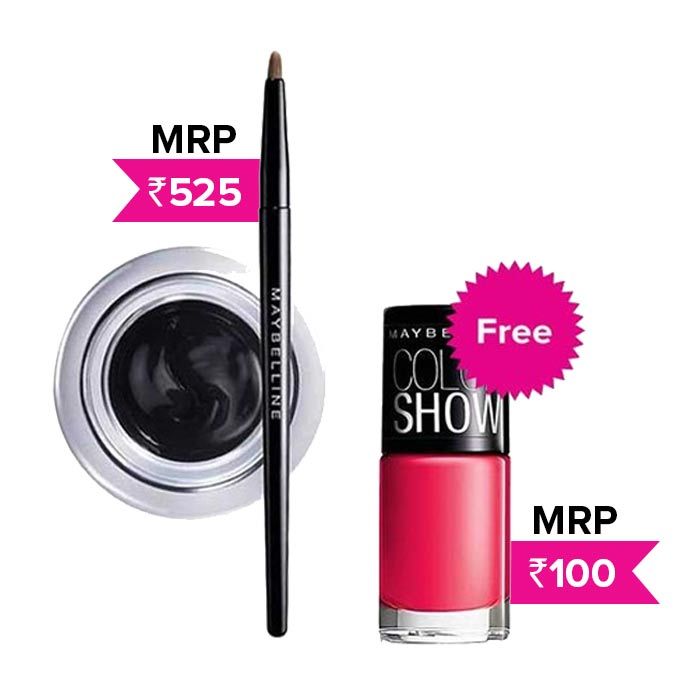 Buy Maybelline Lasting Drama Gel Liner Black (001) + Free Maybelline Color Show Nail Color Hooked-On-Pink 212 (6 ml) - Purplle