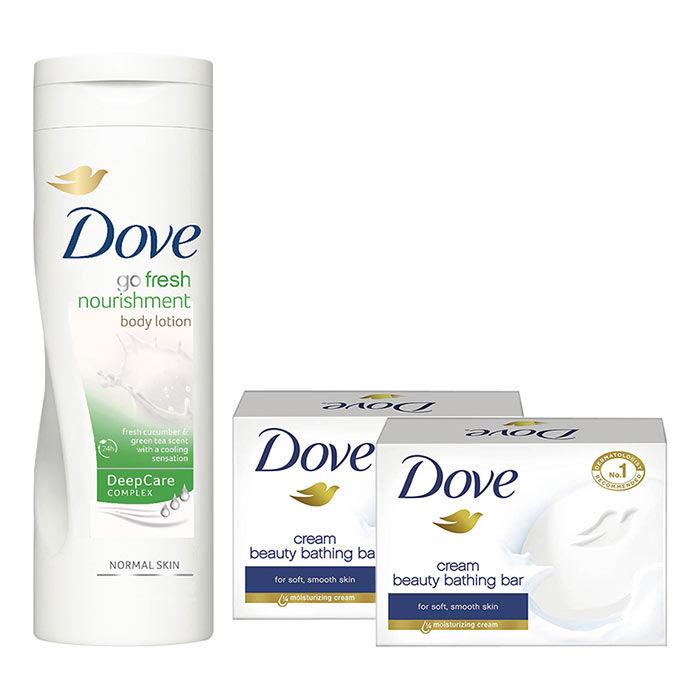 Buy Dove Go Fresh Body Lotion (400 ml) & Get 2 Dove Bar Free (50 g) - Purplle