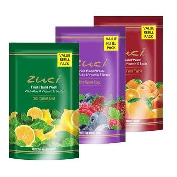 Buy Zuci Cool Citrus Mint, Ripe Berry Blast & Tropical Fruit Twist Hand Wash Refill (185 ml) (Pack Of 3) - Purplle