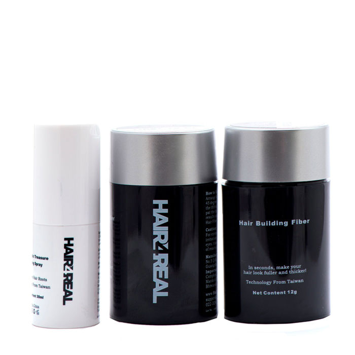 Buy Hair4Real Dark Brown Hair Loss Concealer Fibers (12 g x 2) with Locking Spray - Purplle