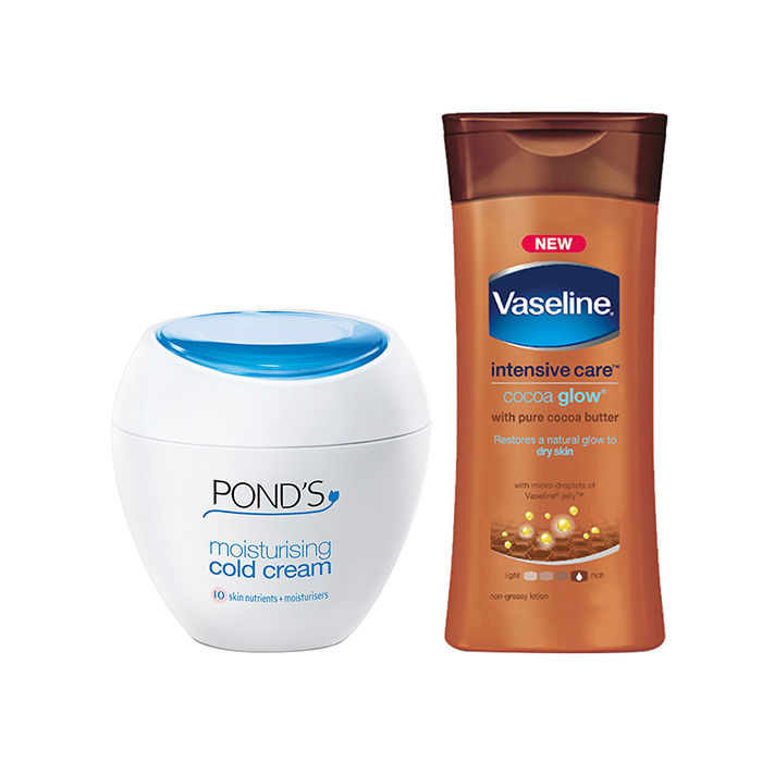 Buy Buy Pond's Moisturising Cold Cream (200 ml) and Get Vaseline Intensive Care Cocoa Glow Body Lotion (40 ml) Free - Purplle