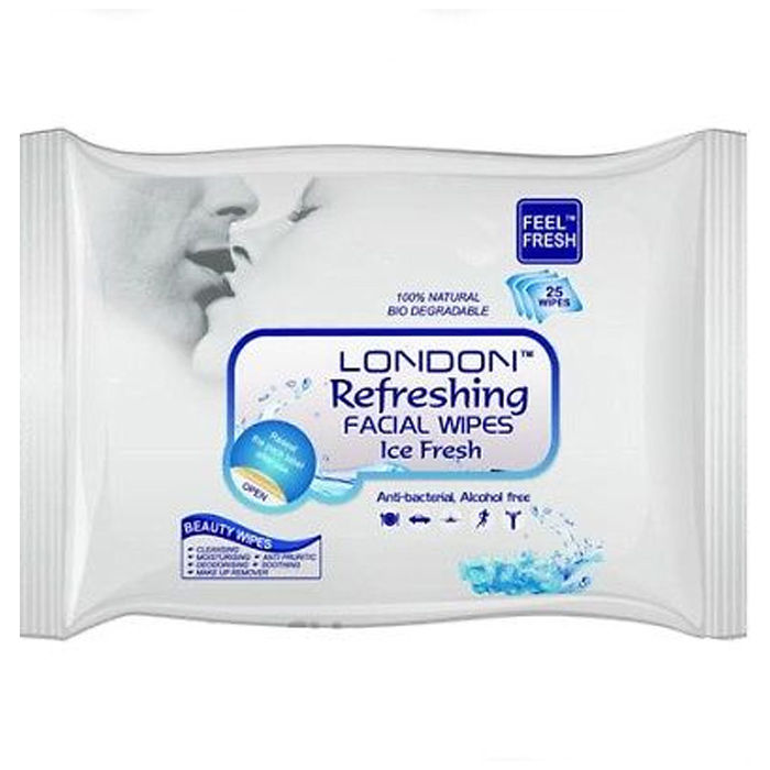 Buy London Refreshing Facial 25 Wipe Wet Face Tissue Cleansing Moisturising - Ice Fresh White - Purplle