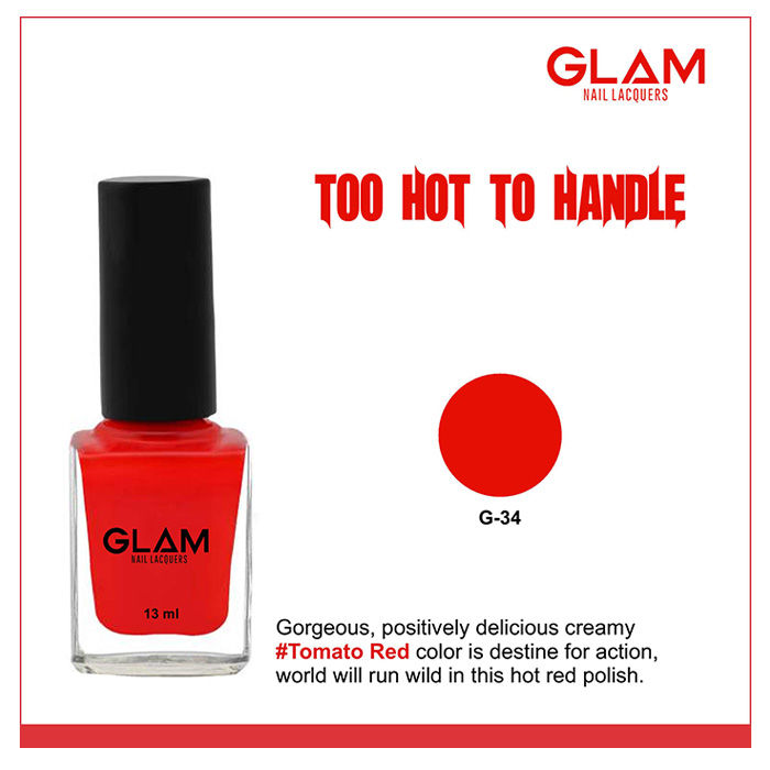 Buy GLAM Nail Lacquers Too Hot To Handle (G -34) (13 ml) - Purplle