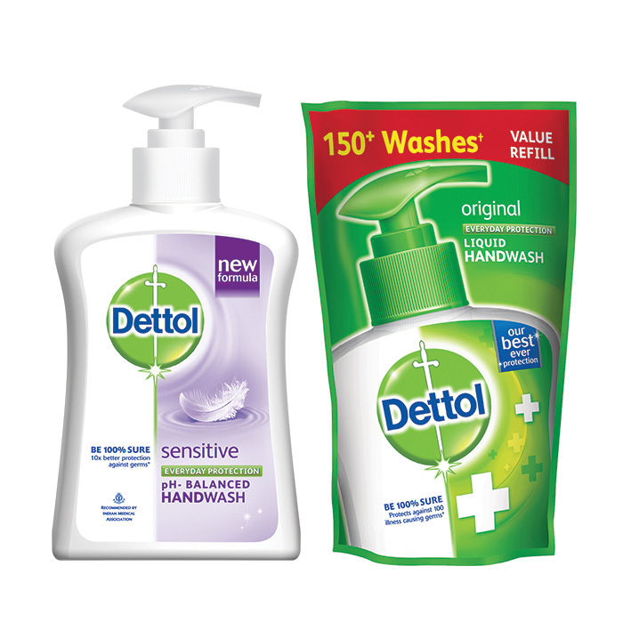 Buy Dettol Liquid Hand Wash Sensitive (200 ml) + Dettol Liquid Soap (175 ml) - Purplle
