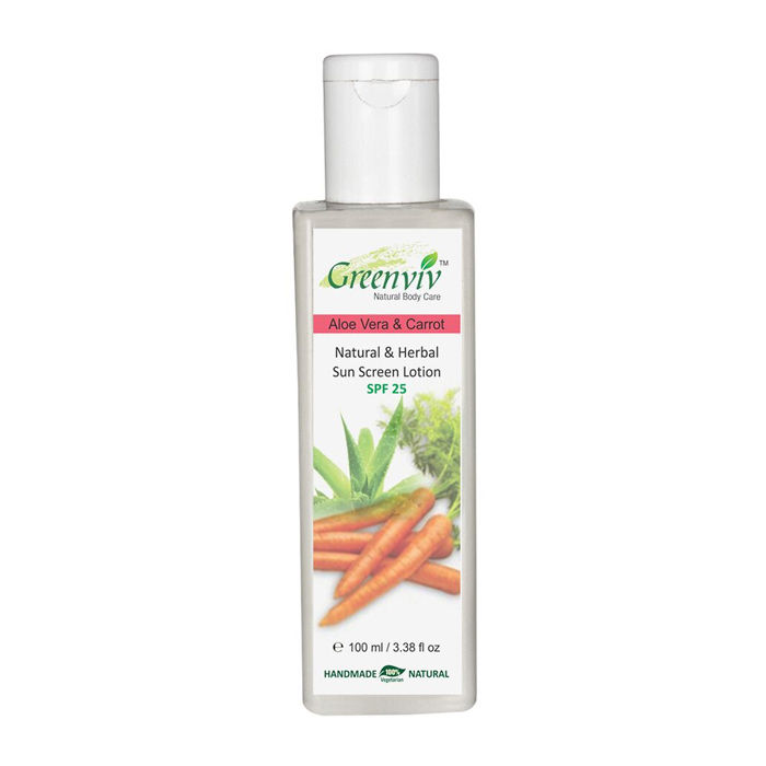 Buy Greenviv Natural Aloe-Vera & Carrot Sun Screen Lotion (100 ml) - Purplle