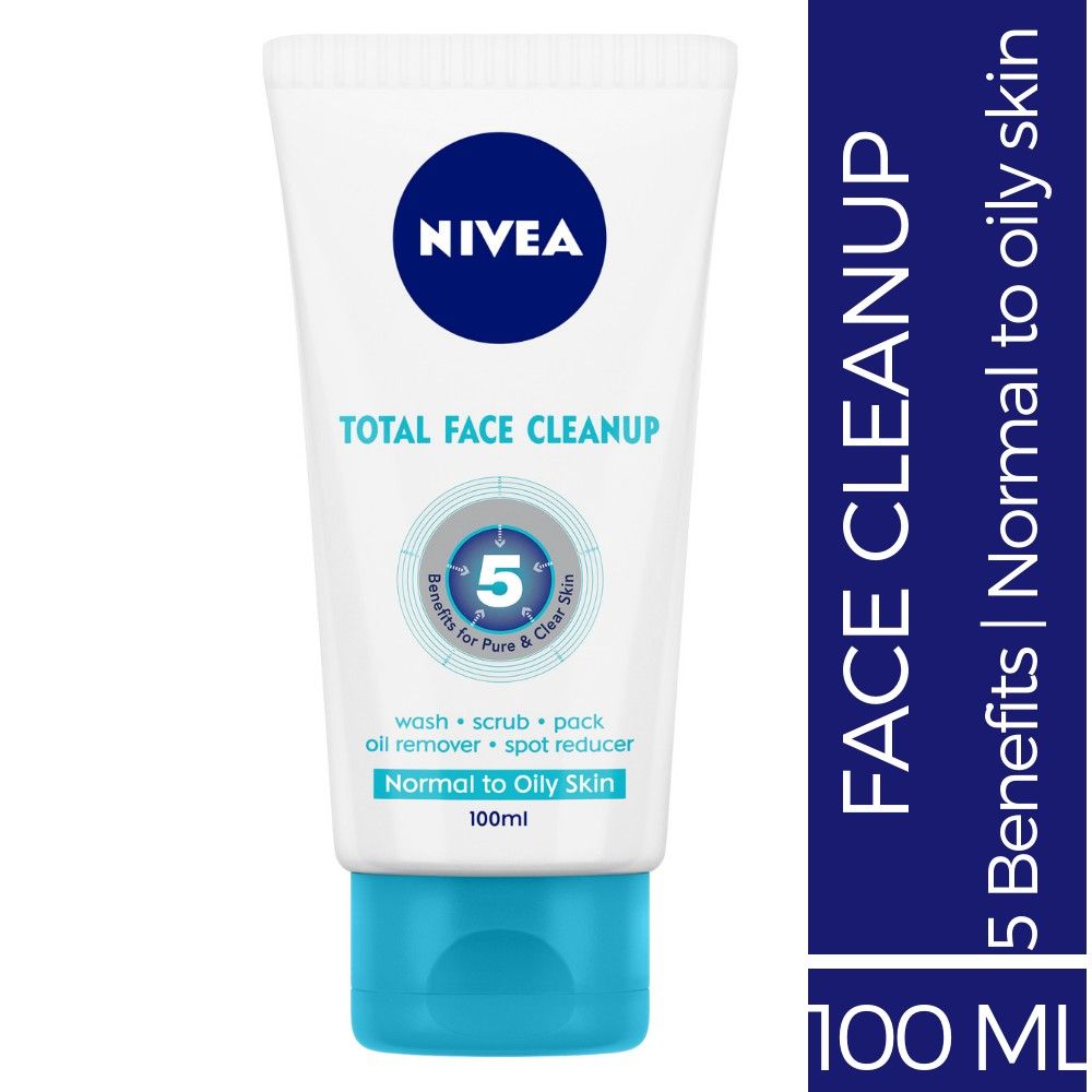 Buy NIVEA Face Wash, Total Face Clean Up, 100ml - Purplle