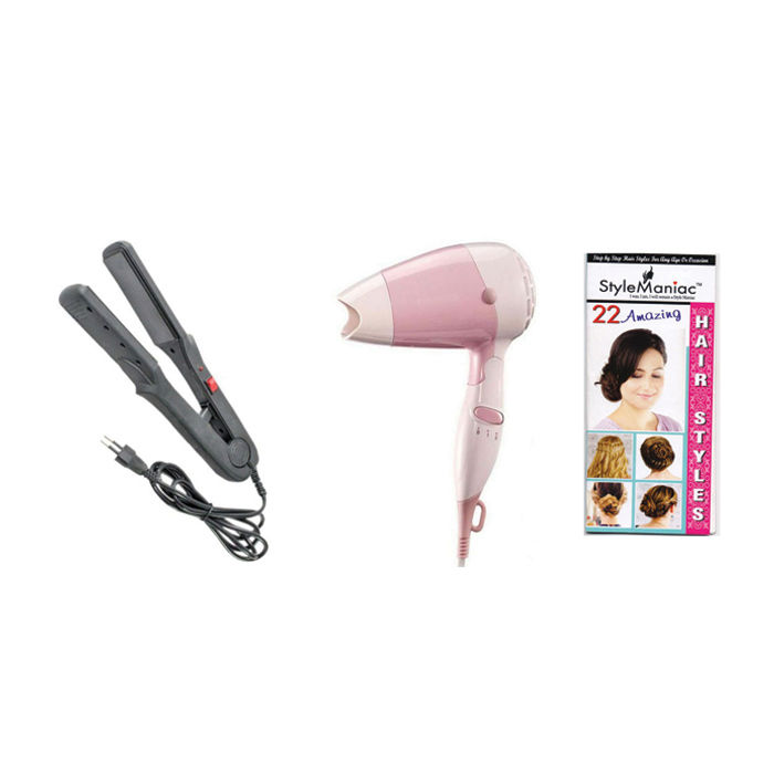 Buy Style Maniac Combo Of Ceramic Hair Straightener And Hair Dryer - Purplle