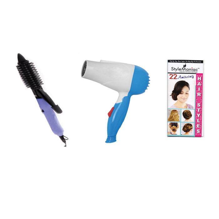 Buy Style Maniac Combo Of Hair Curling Rod 16B And Hair Dryer - Purplle