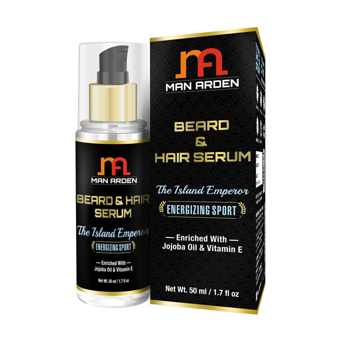Buy Man Arden Beard & Hair Serum The Island Emperor (Energizing Sport) With Jojoba Oil & Vitamin E (50 ml) - Purplle