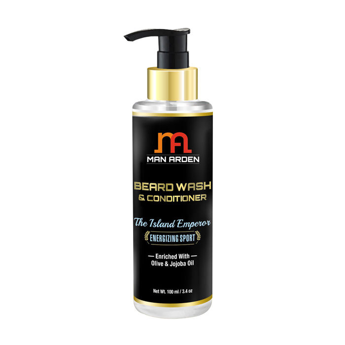 Buy Man Arden Beard Wash (Shampoo) & Conditioner The Island Emperor (Energizing Sport) With Olive & Jojoba Oil (100 ml) - Purplle