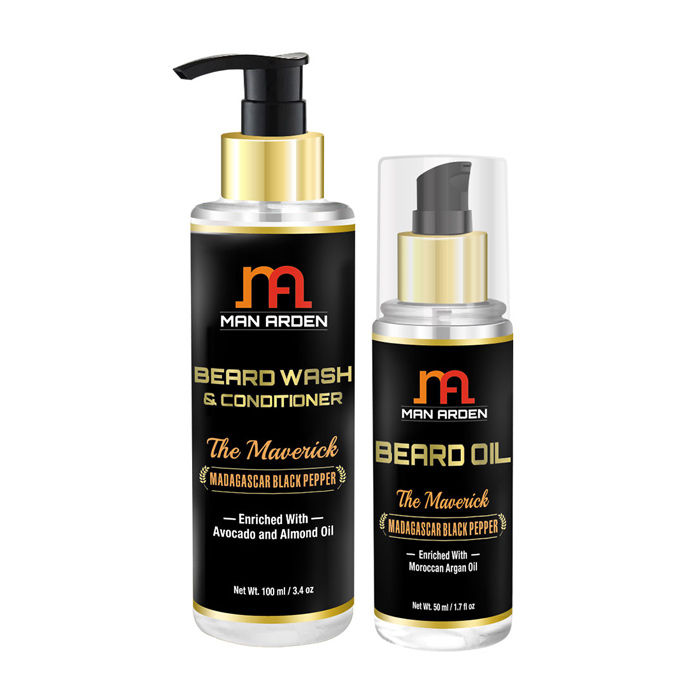 Buy Man Arden Beard Wash (Shampoo) + Beard Oil (The Maverick Kit) - Purplle