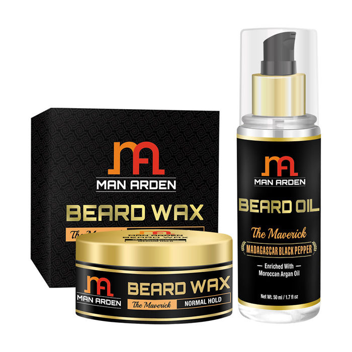Buy Man Arden Beard & Mustache Wax + Beard & Mustache Oil (The Maverick Kit) - Purplle