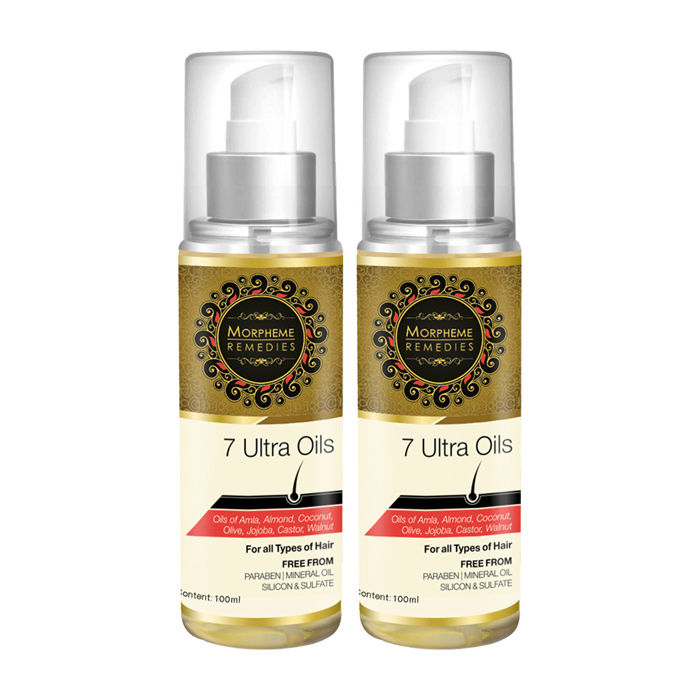 Buy Morpheme 7 Ultra Hair Oil (Almond, Castor, Jojoba, Coconut, Olive, Walnut, Amla Oils) 2 Bottles - Purplle