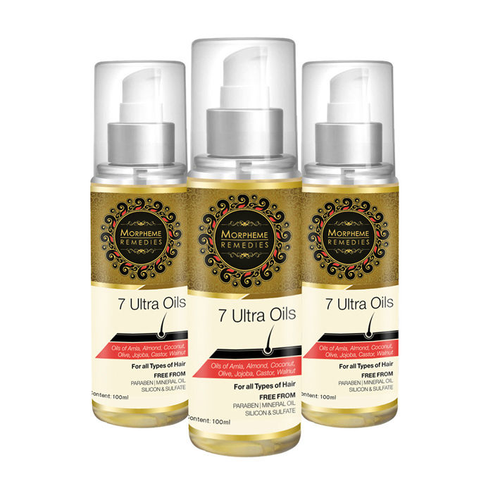 Buy Morpheme 7 Ultra Hair Oil (Almond, Castor, Jojoba, Coconut, Olive, Walnut, Amla Oils) 3 Bottles - Purplle