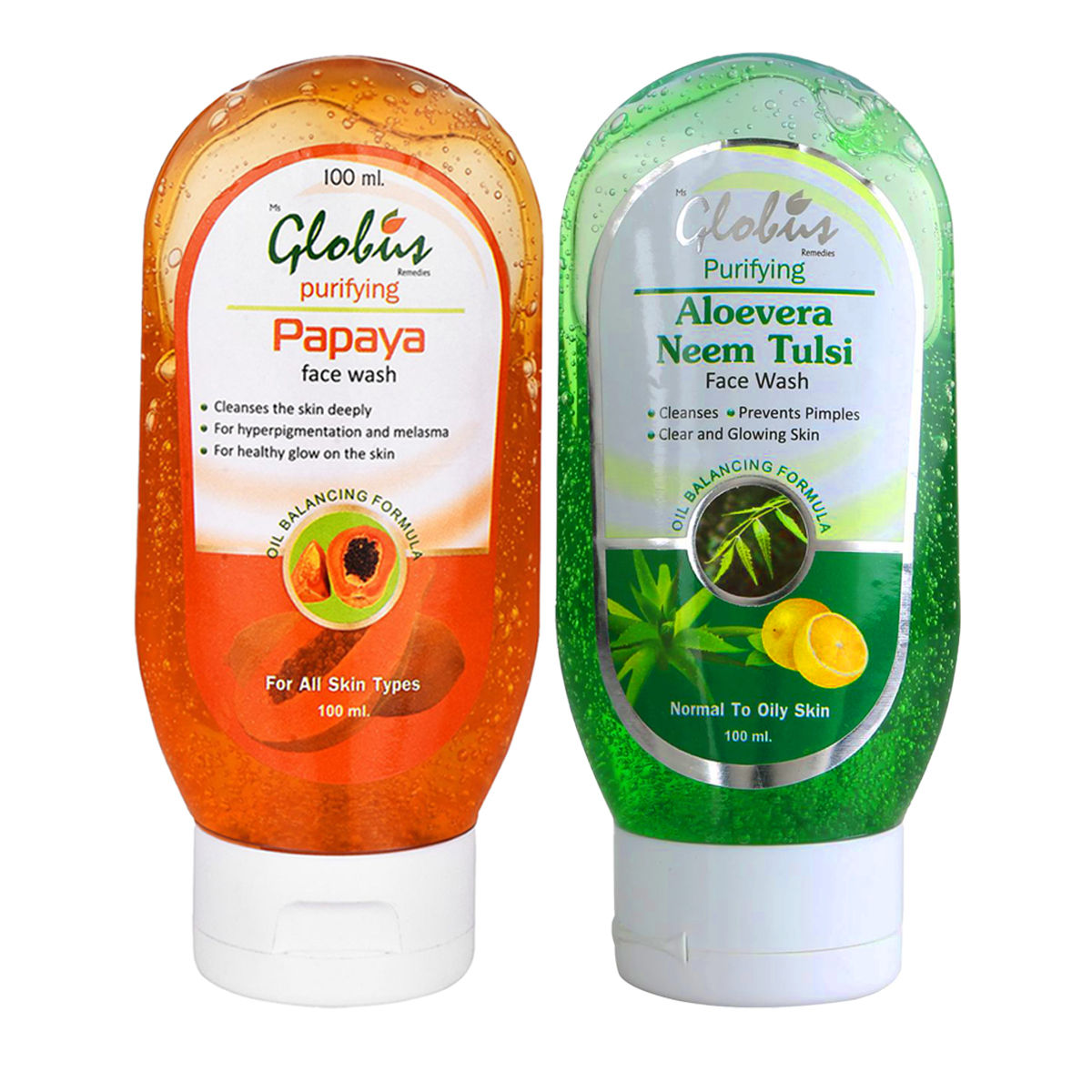 Buy Globus Papaya Facewash+ Aloevera Neem Facewash (200 ml) - Purplle