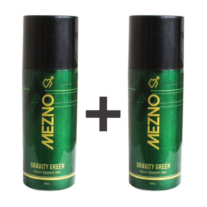 Buy Mezno Gravity Green Refreshing Fragrance Deodorant Body Spray For Men - 24 Hrs Fresh Power Deo - (150 ml) (Buy 1 Get 1 Free ) - Purplle