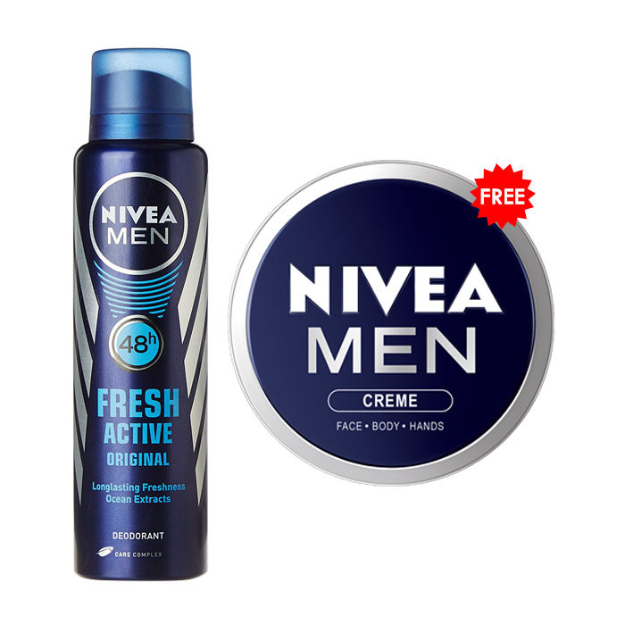 Buy Nivea Men Fresh Active Deodorant Spray (150 ml) + Nivea Men Creme (30 ml) - Purplle