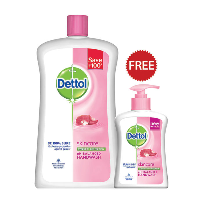 Buy Dettol Liquid Soap Jar Skincare (900 ml) + Dettol Handwash (200 ml) - Purplle