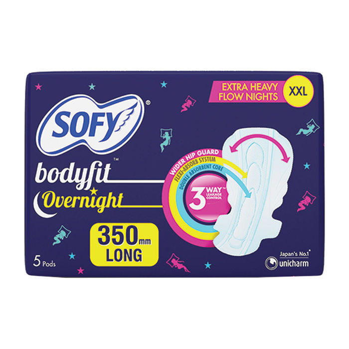 Buy Sofy Bodyfit Overnight Sanitary Pad - Xxl-5 - 350 Mm - Purplle
