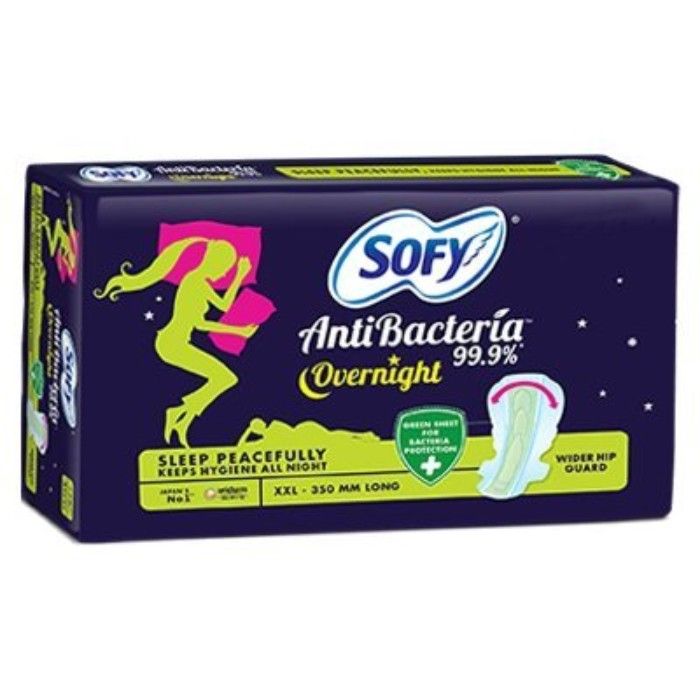 Buy Sofy Overnight Sanitary - XXL-20 Pads Anti Bacteria 99.9% - 350 MM Long - Purplle