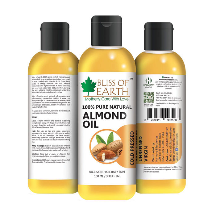 Buy Bliss of Earth 100% Pure Natural Almond Oil (100 ml) - Purplle