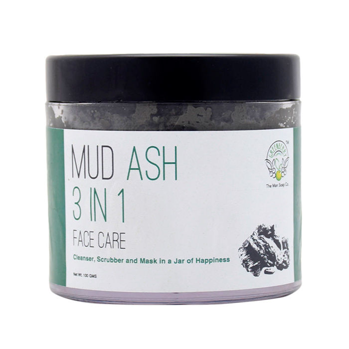 Buy Greenberry Organics 3 In 1 Mud Ash Face and Neck Cleanser, Scrub and Mask With Tea Tree Oil, Charcoal, Aloevera Extracts, Bentonite and Kaolin Clay (100 g) - Purplle