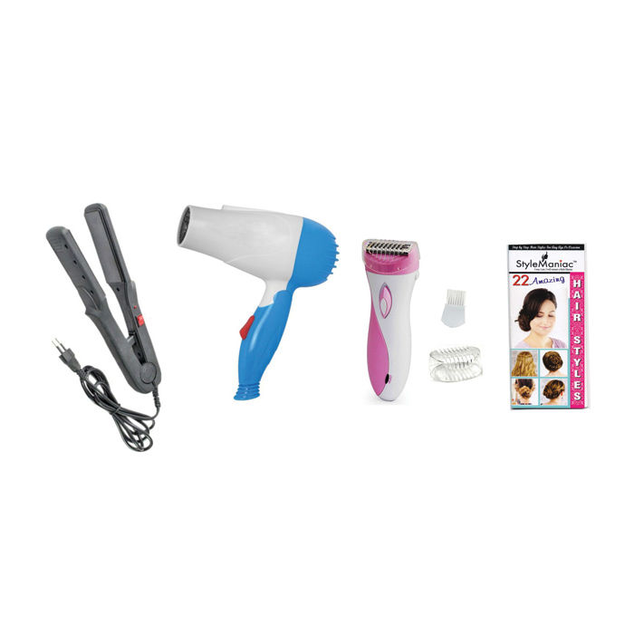 Buy Style Maniac Combo Of Hair Straightener,Hair Dryer And Epilator (Ak-2002) And Get A Hairstyle Book Free - Purplle