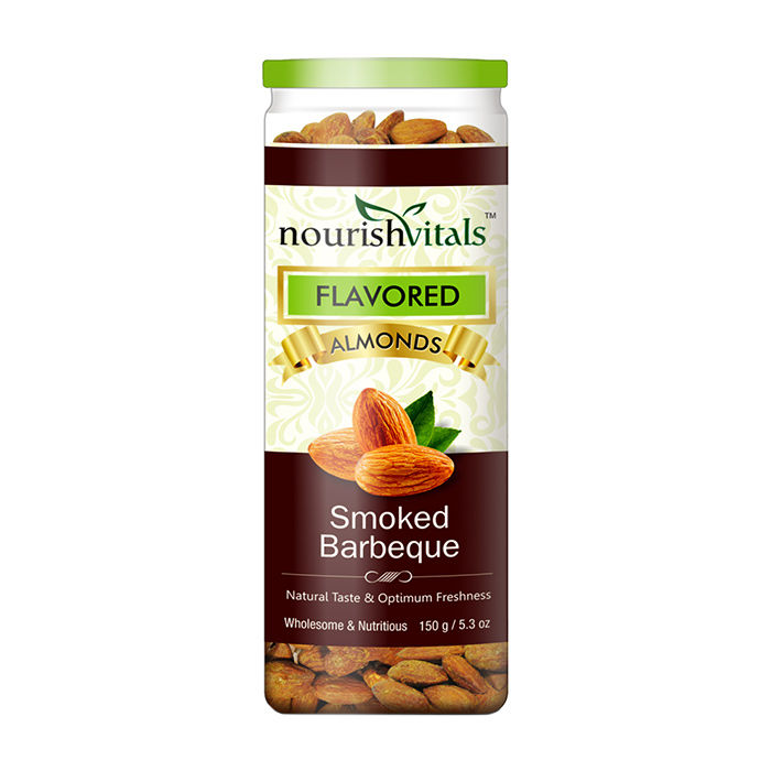 Buy NourishVitals Roasted Almonds Smoked Barbeque Flavored - 150 gm - Purplle