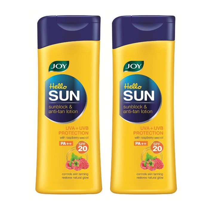 Buy Joy Hello Sun Sunblock & Anti-Tan Lotion SPF 20 (Pack of 2 X 300 ml) - Purplle