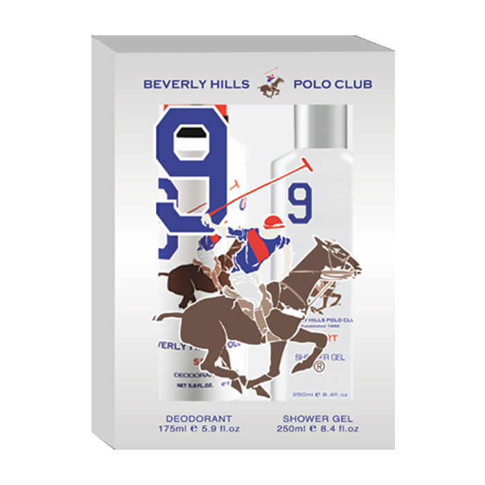 Buy Beverly Hills Polo Club Gift Set White 9 For Men Pack Of 2 Deodorant Shower Gel - Purplle
