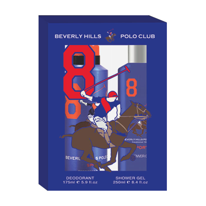Buy Beverly Hills Polo Club Gift Set Blue 8 For Men Pack Of 2 Deodorant Shower Gel - Purplle