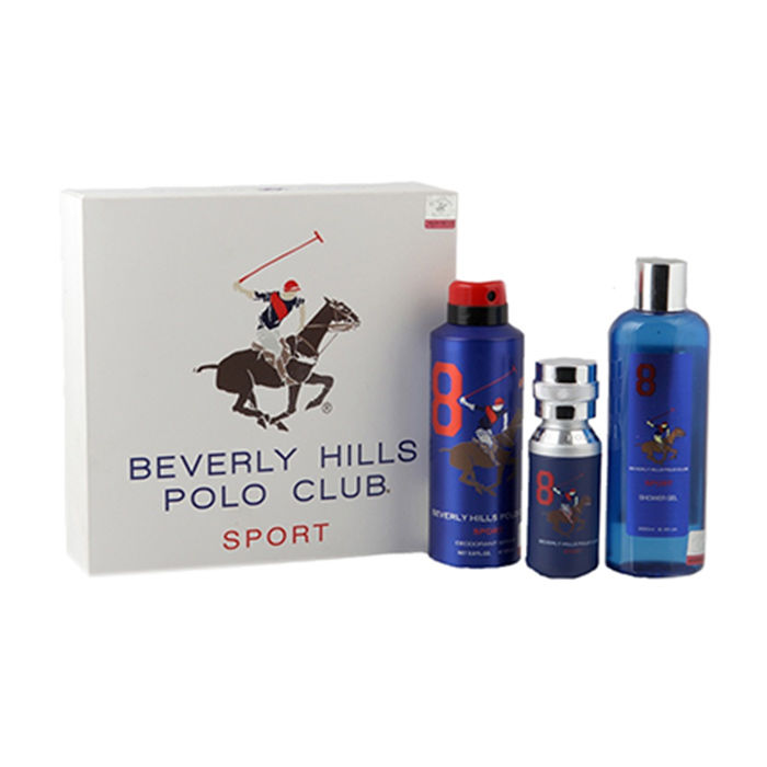 Buy Beverly Hills Polo Club Gift Set Blue 8 For Men Pack Of 3 Edt Shower Gel Deodorant - Purplle