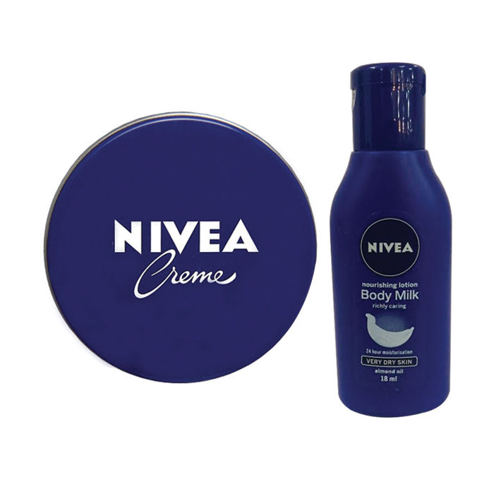 Buy Nivea Creme (20 ml) + Nivea Nourishing Body Milk With Almond Oil (18 ml) - Purplle