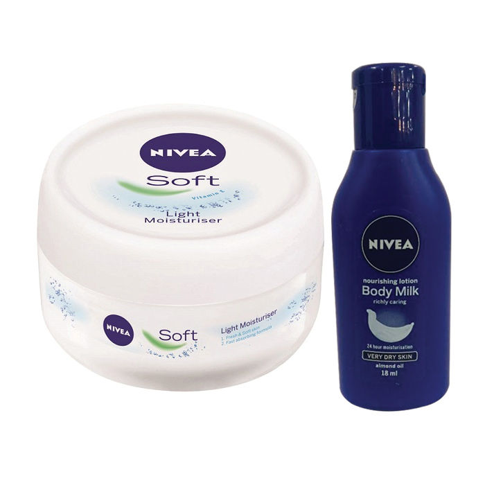 Buy Nivea Soft Moisturising Cream (25 ml) + Nivea Nourishing Body Milk With Almond Oil (18 ml) - Purplle