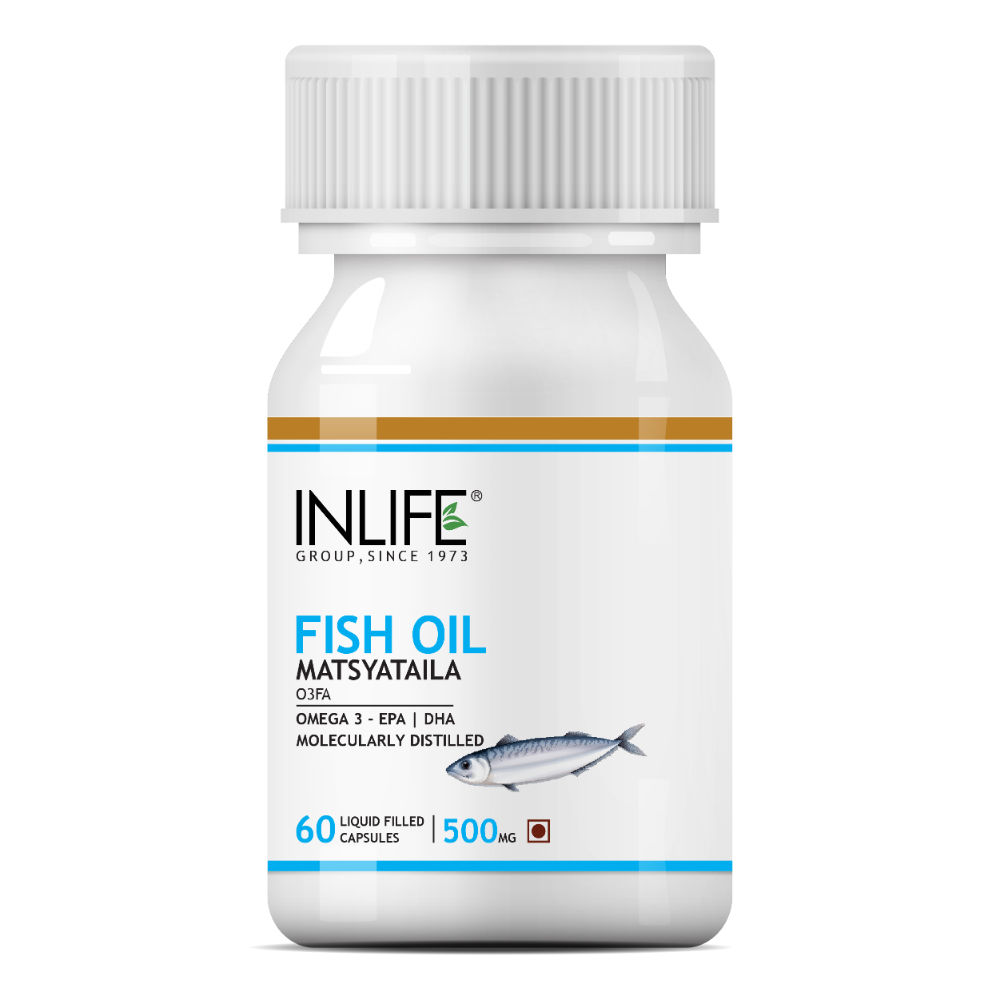 Buy INLIFE Fish Oil (Omega 3) 500 mg 60 Capsules 180/120 EPA DHA For Brain Health - Purplle