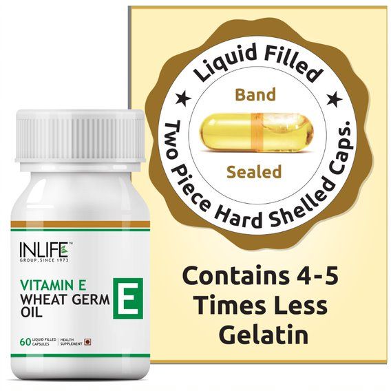 Buy INLIFE Vitamin E 400 IU Wheat Germ Oil, 60 Capsules For Hair Fall & Acne Marks   - Purplle