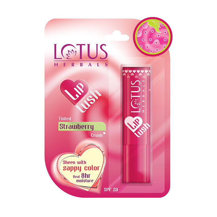 Buy Lotus Herbals Lip Lush Tinted Lip Balm - Strawberry Crush | SPF 20 | 8h Moisturisation | 4g - Purplle