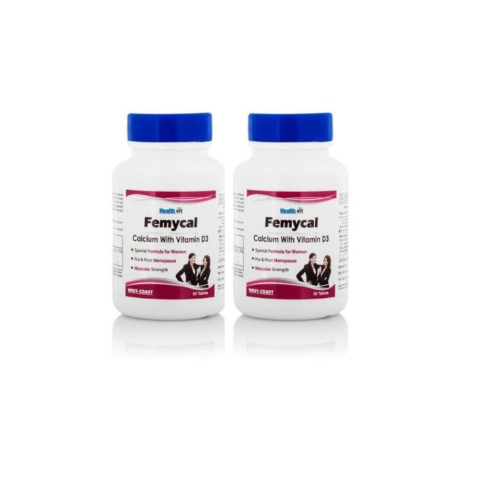 Buy Healthvit Femycal Calcium with Vitamin D3 60 Tablets - Pack of 2 - Purplle